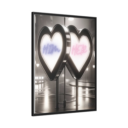 Customizable Couples Love Sign - Matte Canvas, Black Frame