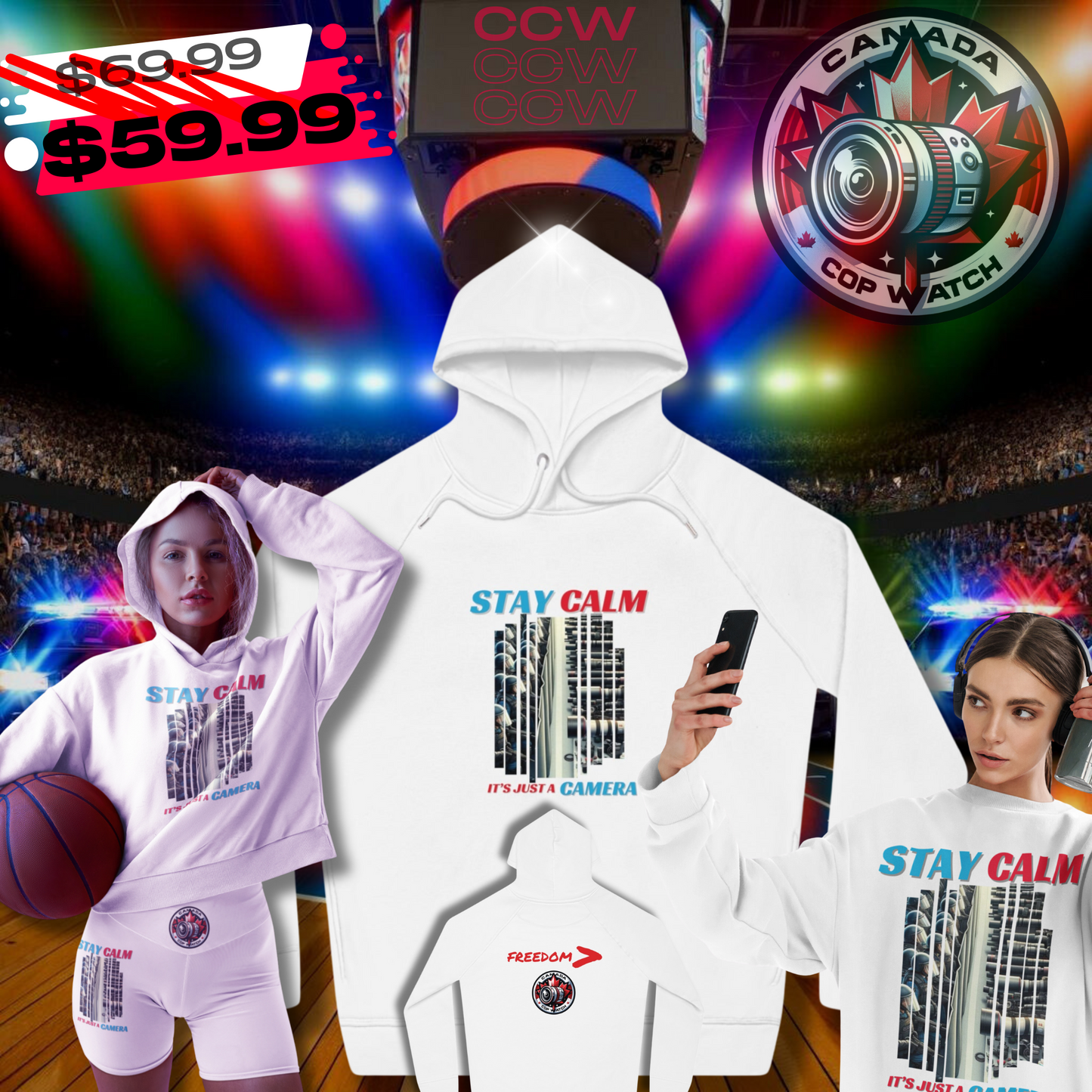 CCW Collection - Stay Calm It's Just a Camera" Ladies Hoodie